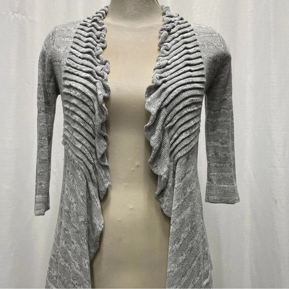 ANTHROPOLOGIE CINE SZ S Cotton Chamoisee Brown Open Front Cardigan Shrug Sweater - Picture 2 of 9